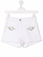 Stella McCartney Kids White Cotton Shorts With Floral Embroidery Stella McCartney Kids White Cotton Shorts With Floral Embroidery - White