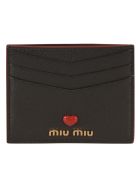 Miu Miu Embossed Heart Logo Card Holder Miu Miu Embossed Heart Logo Card Holder - Black