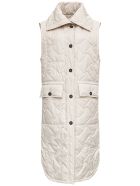 Tela Birillo Long Down Jacket In Beige Quilted Nylon Tela Birillo Long Down Jacket In Beige Quilted Nylon - Beige