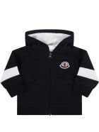 Moncler Blue Sweatshirt For Baby Kids With Iconic Patch Moncler Blue Sweatshirt For Baby Kids With Iconic Patch - Blue