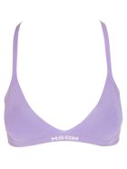 Purple Ribbed Knit Logo-hem Bra MSGM Purple Ribbed Knit Logo-hem Bra - Viola