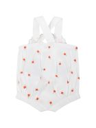 Stella McCartney Kids White Romper For Baby Girl With Flowers Stella McCartney Kids White Romper For Baby Girl With Flowers - Ivory