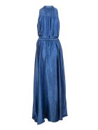 Fantasia Blue Metallic Belted Silk Gown Kiton Fantasia Blue Metallic Belted Silk Gown - Fantasia blue
