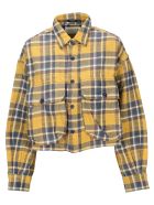 R13 Cropped Flanel Check Shirt R13 Cropped Flanel Check Shirt - YELLOW
