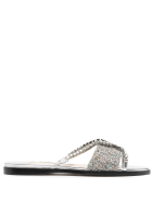 Silver And Multicolor Glitter Aadi Flat Sandal Jimmy Choo Silver And Multicolor Glitter Aadi Flat Sandal