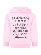 Balenciaga Pink Sweatshirt For Kids With Logos Balenciaga Pink Sweatshirt For Kids With Logos - Pink