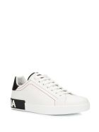 Dolce & Gabbana White And Black Portofino Leather Sneakers Dolce & Gabbana White And Black Portofino Leather Sneakers - White