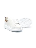 Kid White Oversize Sneakers With Leopard Spoiler Alexander McQueen Kid White Oversize Sneakers With Leopard Spoiler
