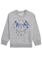 Kenzo Kids Grey Cotton Sweatshirt With Print Kenzo Kids Grey Cotton Sweatshirt With Print - Grey