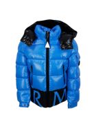 Moncler Pervin Down Jacket In Real Goose Down With Detachable Hood And Logo Lettering On The Bottom Moncler Pervin Down Jacket In Real Goose Down With Detachable Hood And Logo Lettering On The Bottom - Light Blu