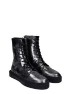 Gienchi Booz Metal Combat Boots In Black Leather Gienchi Booz Metal Combat Boots In Black Leather - black