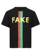 Gucci Black T-shirt For Kids With Web Detail Gucci Black T-shirt For Kids With Web Detail - (black/mc)