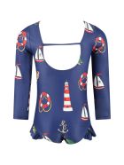 Mini Rodini Blue Swimsuit Foor Girl With Turtles Mini Rodini Blue Swimsuit Foor Girl With Turtles - Blue