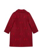 Gucci Red Coat With Logo And Stripes, Long Sleeve, Classic Collar And Frontal Closure Gucci Red Coat With Logo And Stripes, Long Sleeve, Classic Collar And Frontal Closure - Rosso