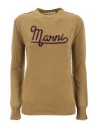 Marni Hazelnut Crewneck Sweater With Embroidered Logo Marni Hazelnut Crewneck Sweater With Embroidered Logo - Hazelnut