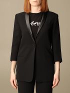 Armani Exchange Blazer Armani Exchange Single-breasted Jacket With Synthetic Leather Collar Armani Collezioni Armani Exchange Blazer Armani Exchange Single-breasted Jacket With Synthetic Leather Collar - Black