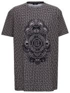 Balmain Oversize T-shirt With Monogram Print Balmain Oversize T-shirt With Monogram Print - Black