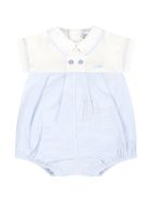 Armani Collezioni Light Blue Romper For Baby Boy With Logo Armani Collezioni Light Blue Romper For Baby Boy With Logo - White