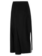 Side Slit Patterned Skirt Marine Serre Side Slit Patterned Skirt - Black
