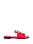 Givenchy 4g Flat Sandals In Red Leather Givenchy 4g Flat Sandals In Red Leather - Red