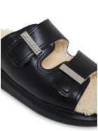 Leather And Shearling Black Sandals Alexander McQueen Leather And Shearling Black Sandals - Nero