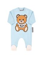 Moschino Light Blue Babygrow For Baby Boy With Teddy Bear Moschino Light Blue Babygrow For Baby Boy With Teddy Bear - Light Blue