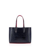 Christian Louboutin Blue Cocco Printed Leather Small Cabata Bag Christian Louboutin Blue Cocco Printed Leather Small Cabata Bag - BLUE