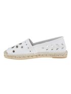 White Leather Espadrilles With Cut-out Detail RED Valentino White Leather Espadrilles With Cut-out Detail - Latte