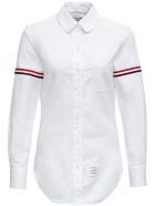 Thom Browne White Cotton Shirt With Rwb Stripe Inserts Thom Browne White Cotton Shirt With Rwb Stripe Inserts - White
