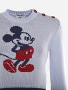 Miu Miu Cropped Wool Pullover With Mickey Mouse Intarsia Miu Miu Cropped Wool Pullover With Mickey Mouse Intarsia - Lilac