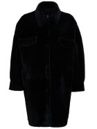 Blancha Leather And Merino Wool Reversible Black Coat Blancha Leather And Merino Wool Reversible Black Coat - Black