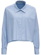 Philosophy di Lorenzo Serafini Striped Crop Shirt In Cotton Poplin Philosophy di Lorenzo Serafini Striped Crop Shirt In Cotton Poplin - Blu