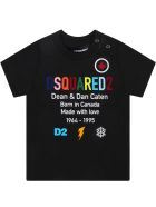 Dsquared2 Black T-shirt For Baby Boy With Multicolor Logo Dsquared2 Black T-shirt For Baby Boy With Multicolor Logo - Black