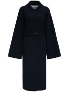 Jil Sander Black Wool Long Coat With Belt Jil Sander Black Wool Long Coat With Belt - Blu