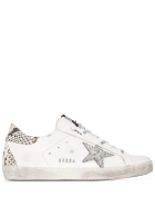 Woman White Super-star Sneakers With Python Spoiler And Silver Glitter Star Golden Goose Woman White Super-star Sneakers With Python Spoiler And Silver Glitter Star