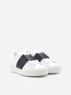 Valentino Garavani Open Sneakers In Leather With Contrasting Colored Band Valentino Garavani Open Sneakers In Leather With Contrasting Colored Band - White
