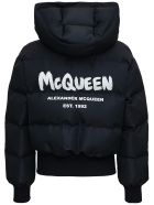 Alexander McQueen Black Padded Jacket With Logo Print Alexander McQueen Black Padded Jacket With Logo Print - Black