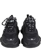 Balenciaga Black Sneakers Triple S For Kids With Logo Balenciaga Black Sneakers Triple S For Kids With Logo - Black