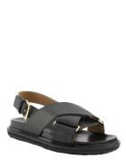 Marni Criss-cross Fussbett Calfskin Sandal Marni Criss-cross Fussbett Calfskin Sandal - Black