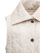 Tela Birillo Long Down Jacket In Beige Quilted Nylon Tela Birillo Long Down Jacket In Beige Quilted Nylon - Beige