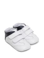 Emporio Armani Cradle Sneakers In White And Blue Leather Emporio Armani Cradle Sneakers In White And Blue Leather - White