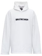 Balenciaga White Cotton Hoodie With Logo Balenciaga White Cotton Hoodie With Logo - White/black