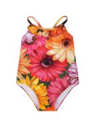 Dolce & Gabbana Multicolor Swimsuit For Baby Girl With Logo Dolce & Gabbana Multicolor Swimsuit For Baby Girl With Logo - Multicolor