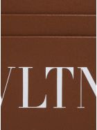 Valentino Garavani Vltn Card Holder In Brown Leather Valentino Garavani Vltn Card Holder In Brown Leather - Brown