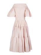 Pale Pink Poplin Midi Dress With Open Collar Alexander McQueen Pale Pink Poplin Midi Dress With Open Collar - Tea rose