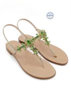 Marina Grande Flip Flops Thong Sandals Dea Sandals Marina Grande Flip Flops Thong Sandals - gold, crystal, green