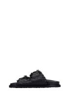 Coral Blue Flats In Black Leather Coral Blue Flats In Black Leather - black