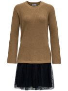 RED Valentino Wool And Point D'esprit Tulle Dress RED Valentino Wool And Point D'esprit Tulle Dress - Beige