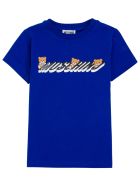 Moschino Blue Cotton T-shirt With Logo Print Moschino Blue Cotton T-shirt With Logo Print - Blu