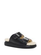Leather And Shearling Black Sandals Alexander McQueen Leather And Shearling Black Sandals - Nero